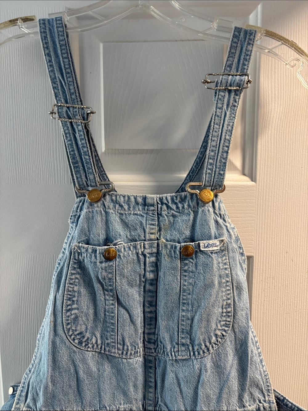 Vintage Lee Light Wash Denim Overalls with Front Bib Pocket